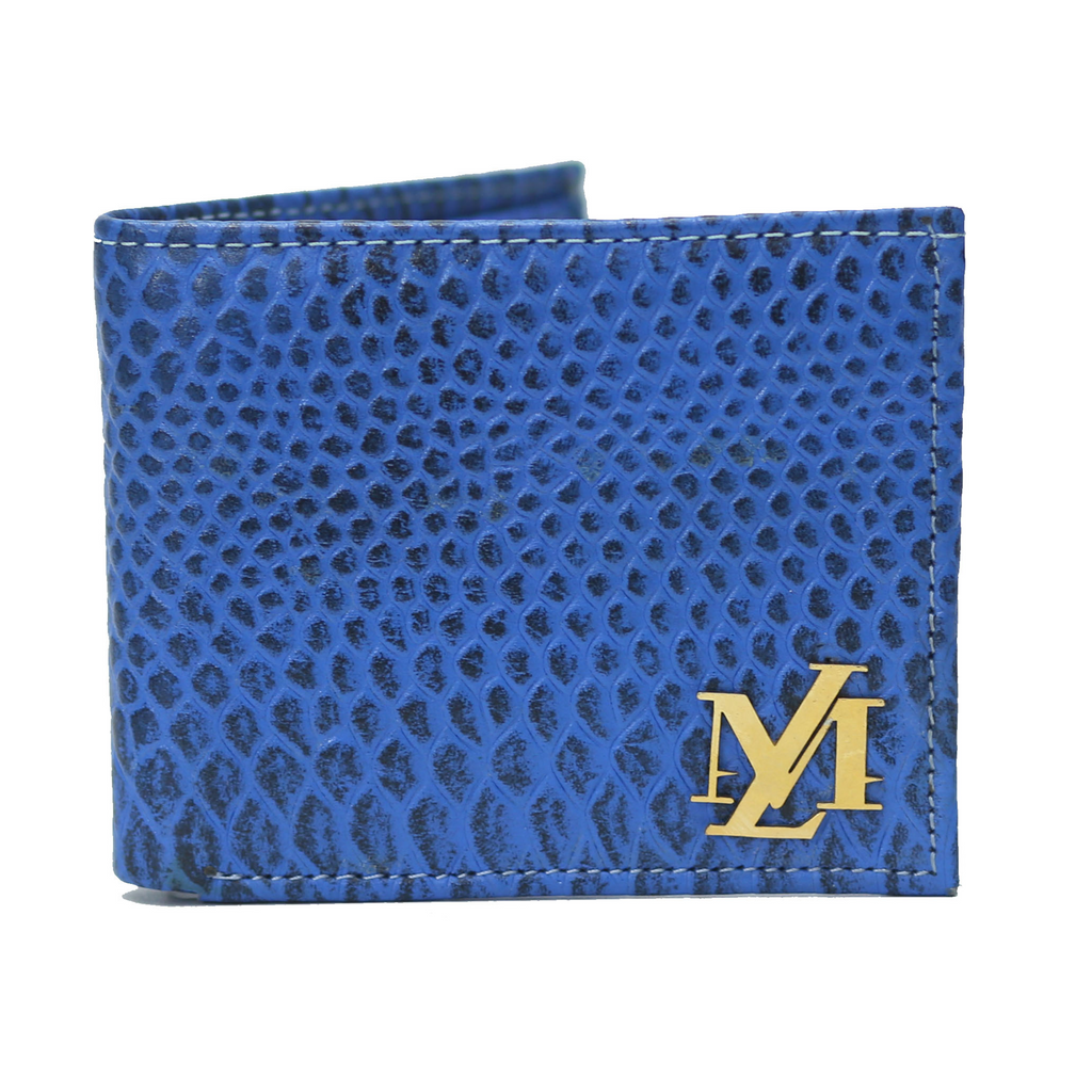 Cobra Bi-Fold Coin Pocket Sky blue with Black Wax Wallet