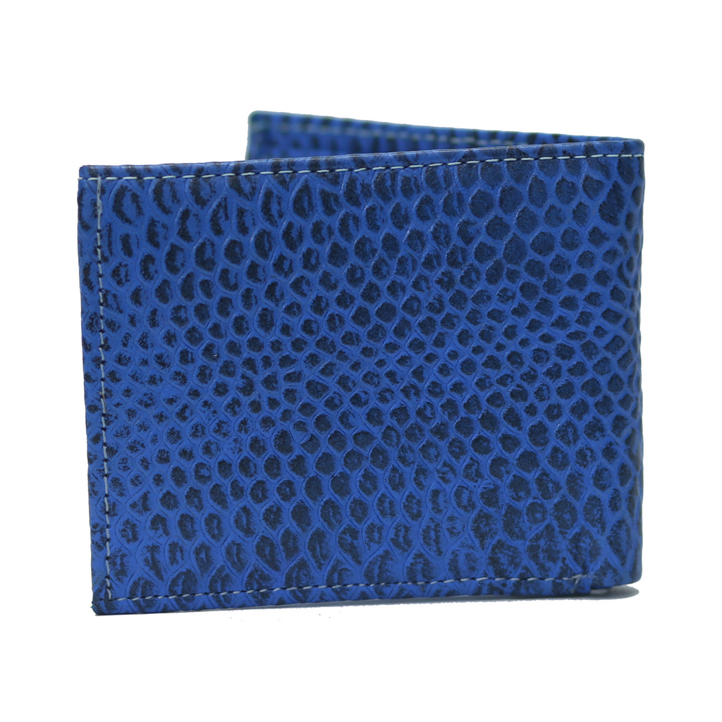 Cobra Bi-Fold Coin Pocket Sky blue with Black Wax Wallet