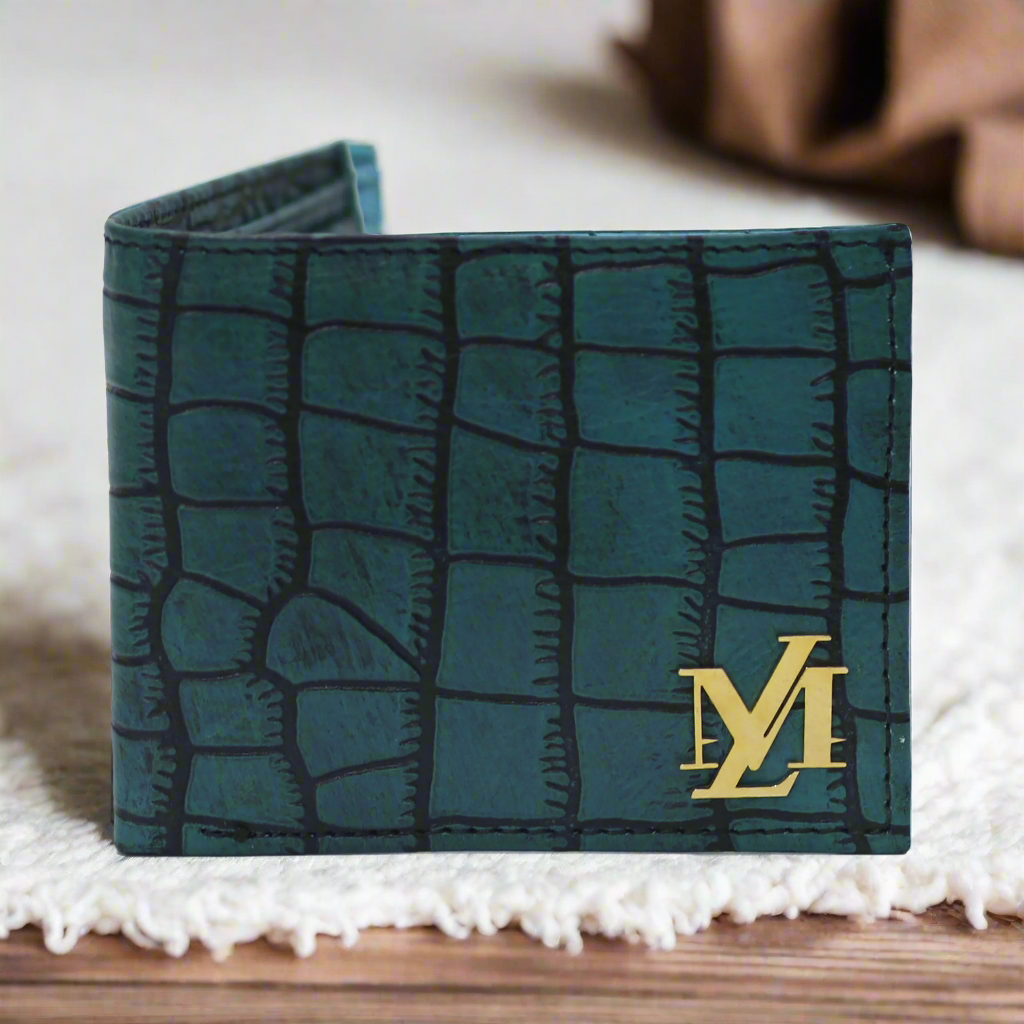 Crocodile Bi-Fold coin pocket Ferozi with Black Wallet