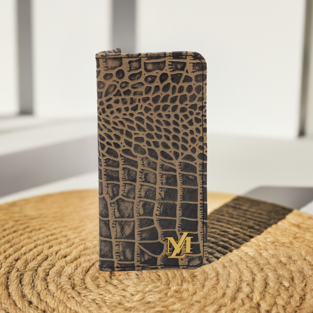 Beige and Black Waxed Crocodile