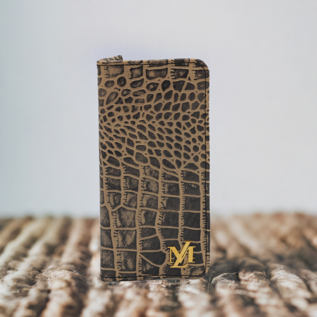 Beige and Black Waxed Crocodile