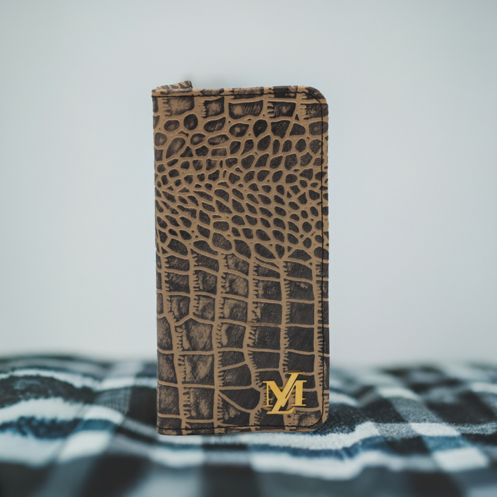 Beige and Black Waxed Crocodile