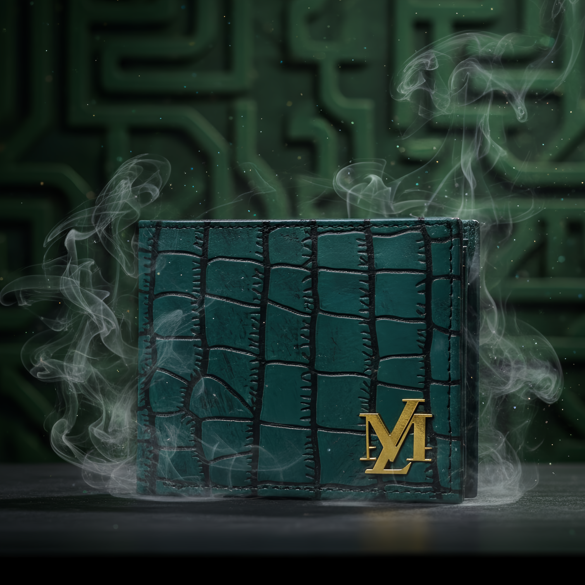Crocodile Bi-Fold coin pocket Ferozi with Black Wallet