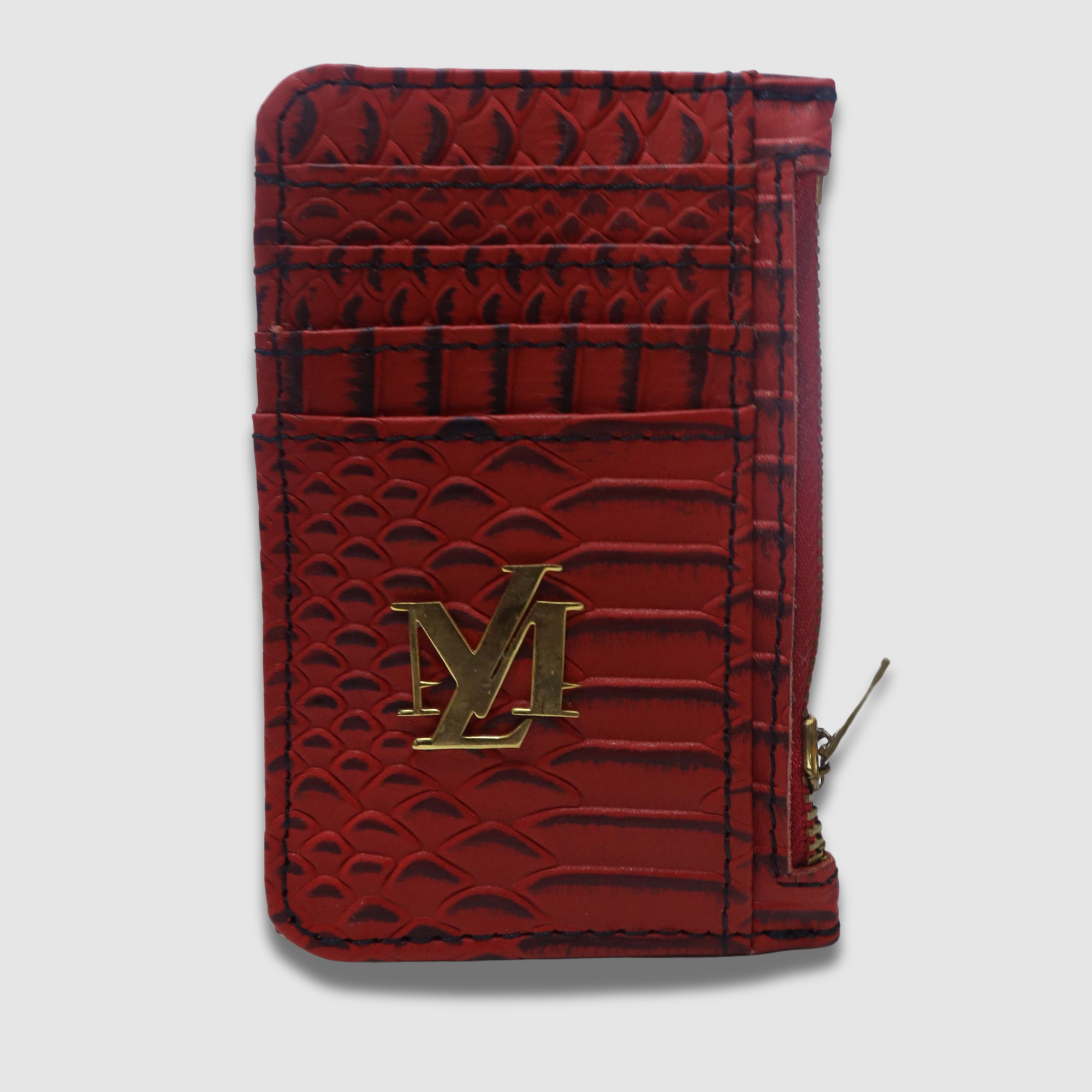 Red with Black Waxed Cobra card holder