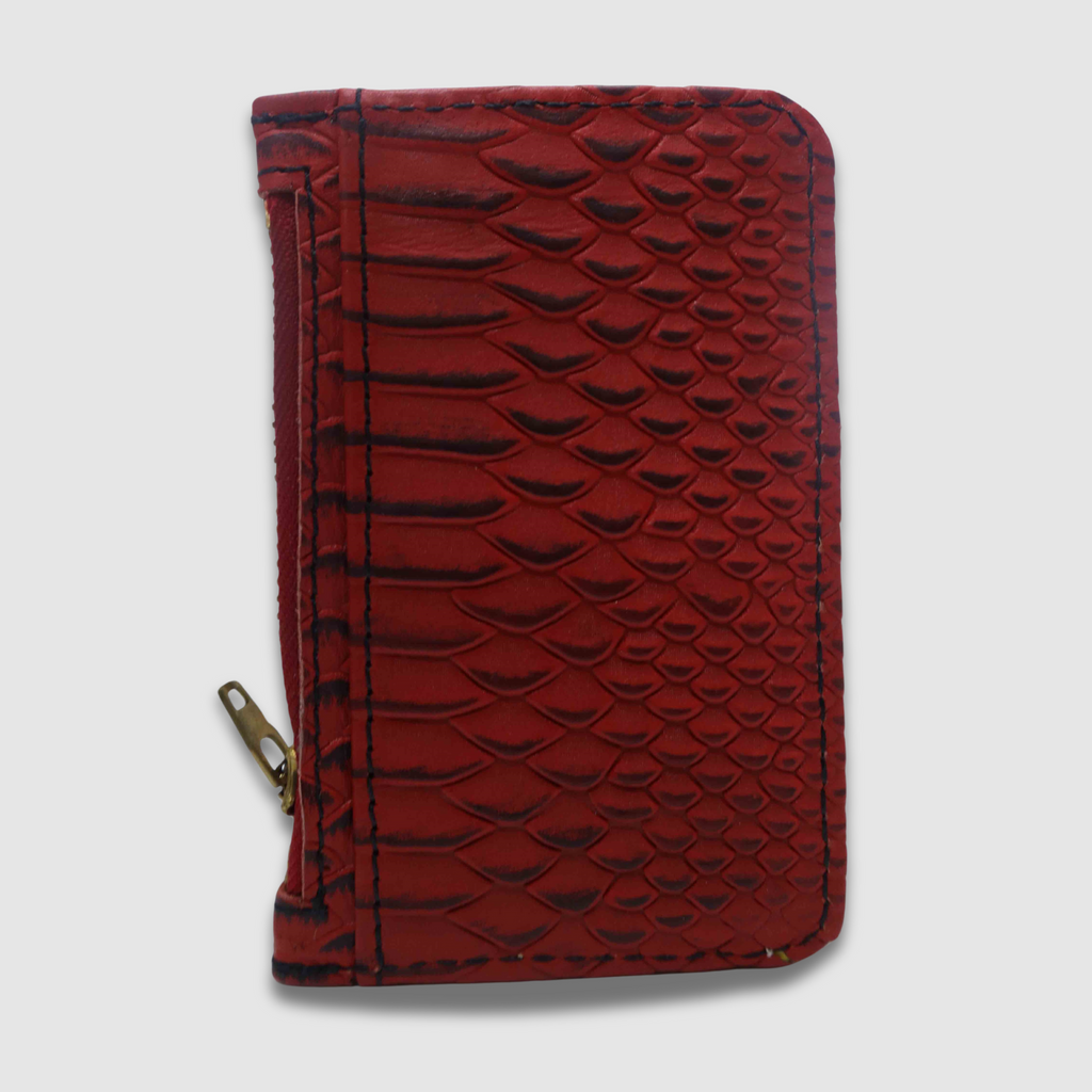 Red with Black Waxed Cobra card holder
