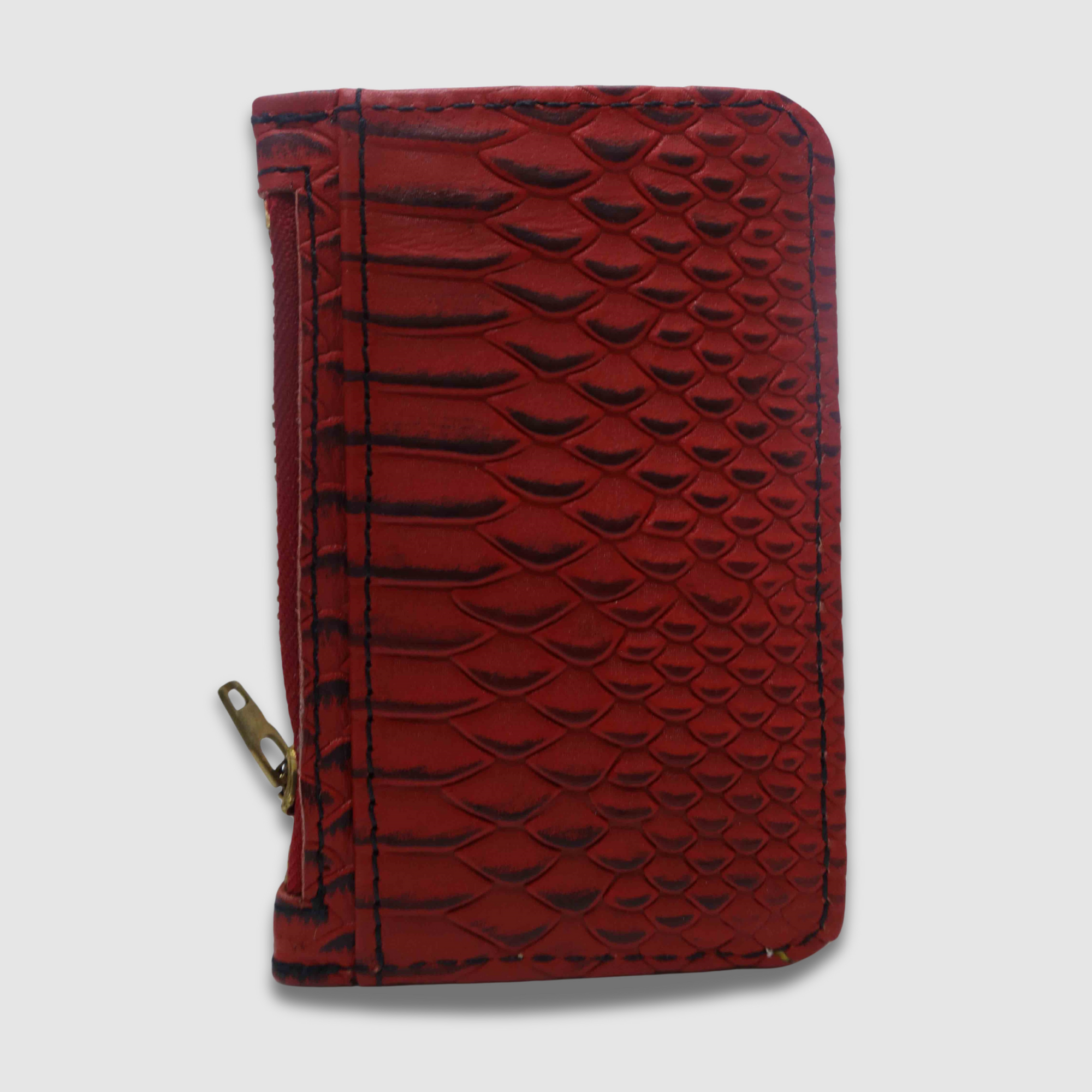 Red with Black Waxed Cobra card holder