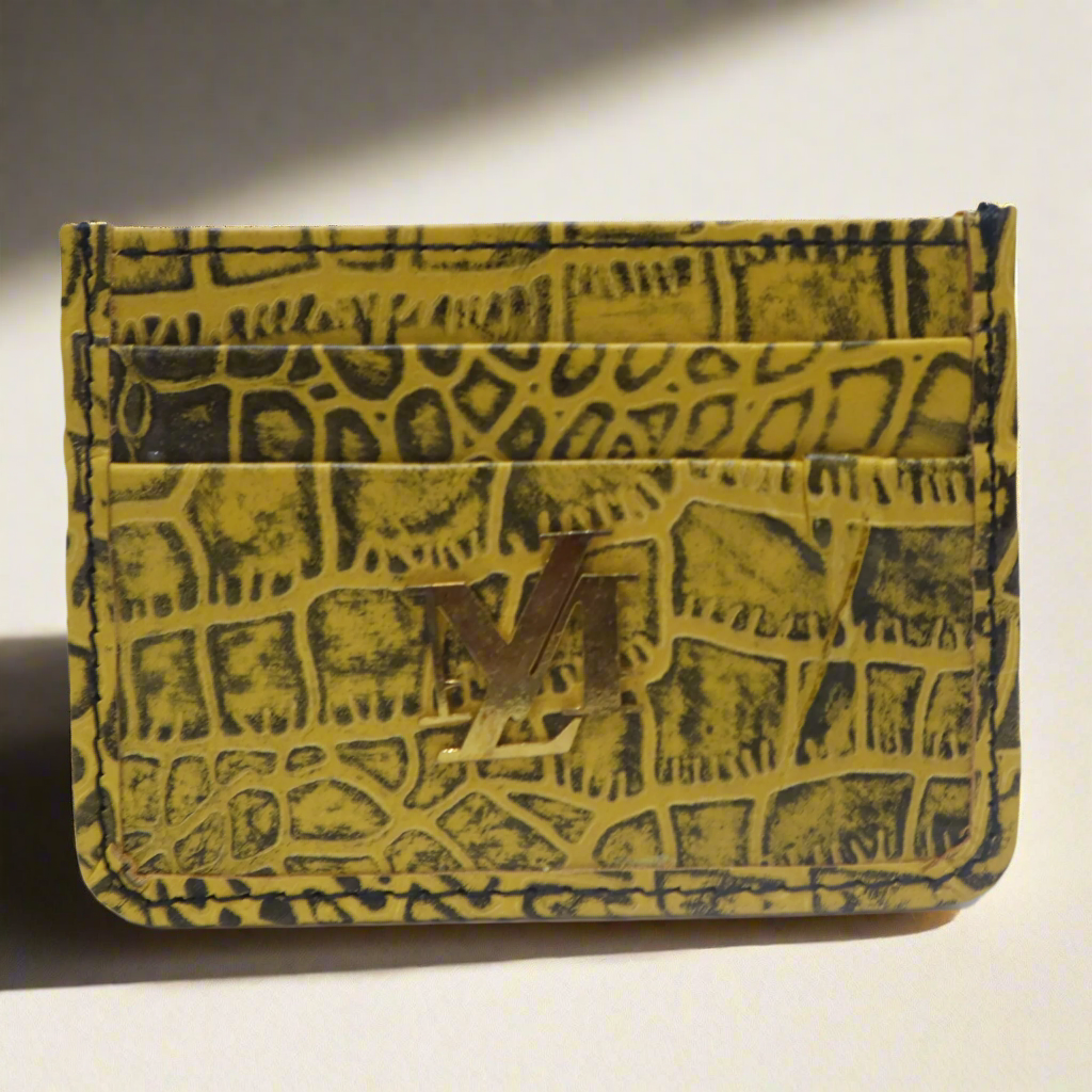 Yellowish with Black Waxed Card Holder