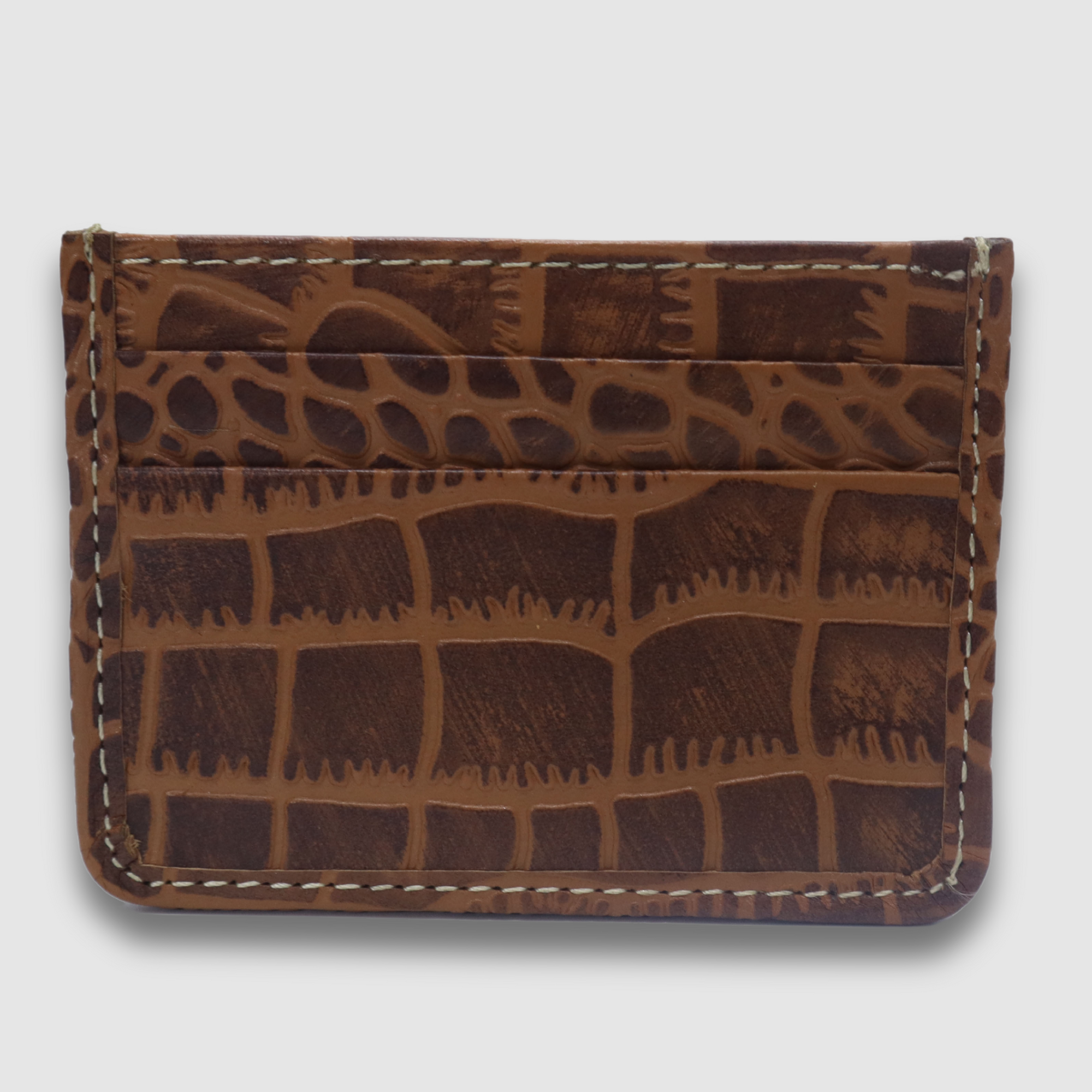 Conic with Black waxed Crocodile Card Holder