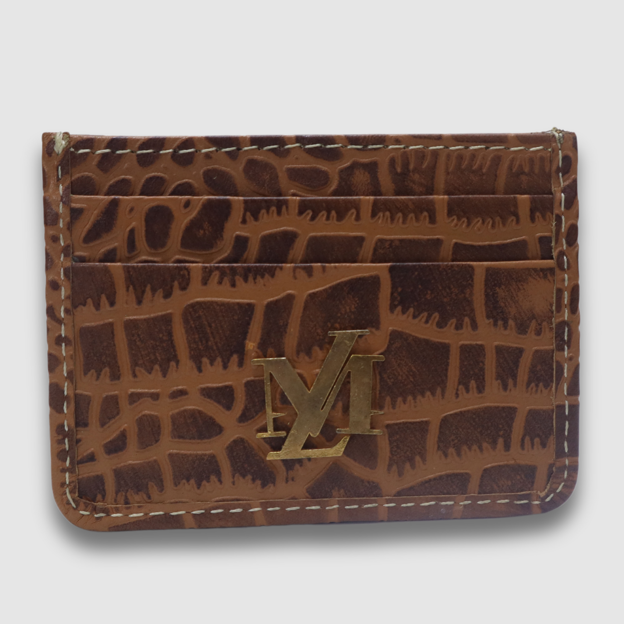 Conic with Black waxed Crocodile Card Holder