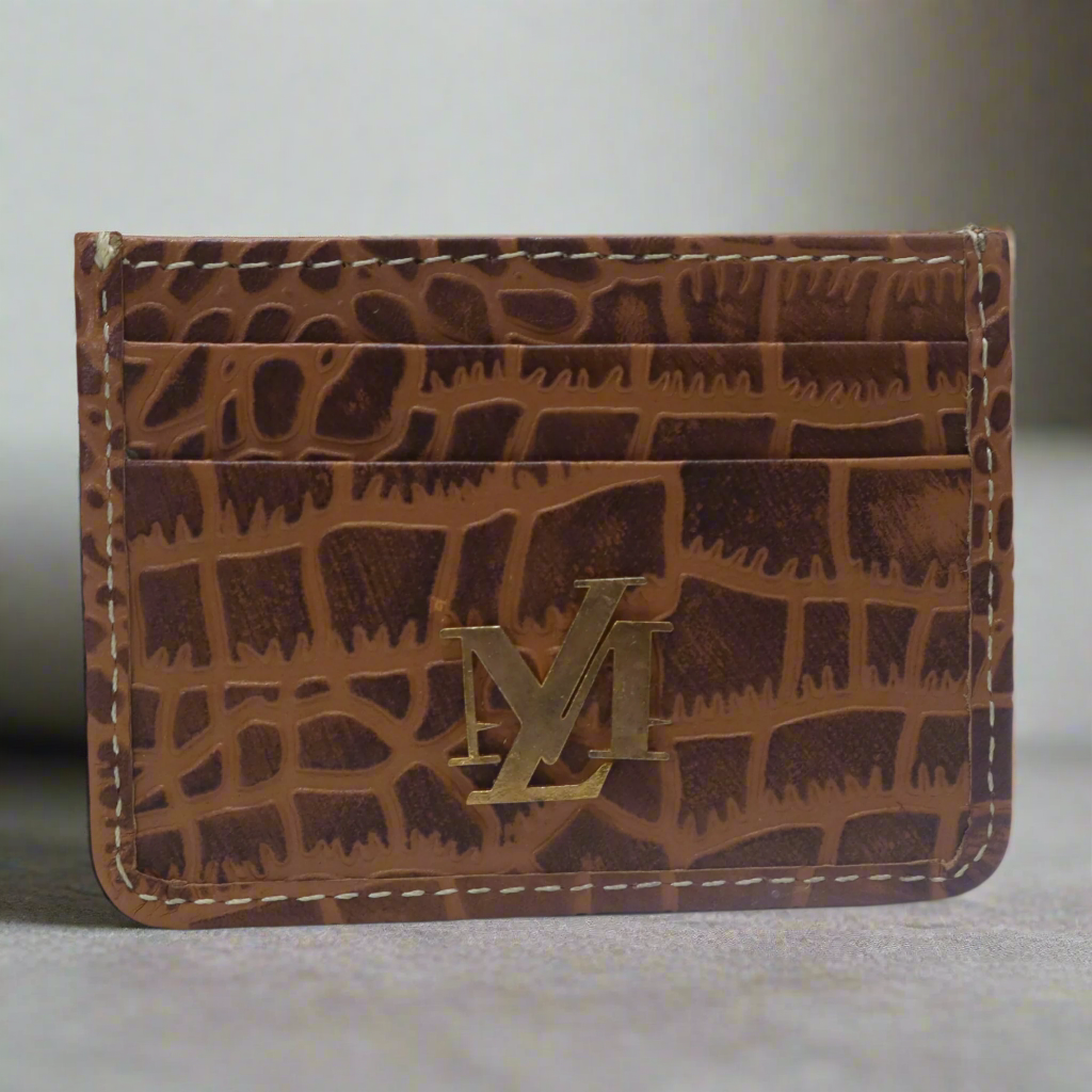 Conic with Black waxed Crocodile Card Holder
