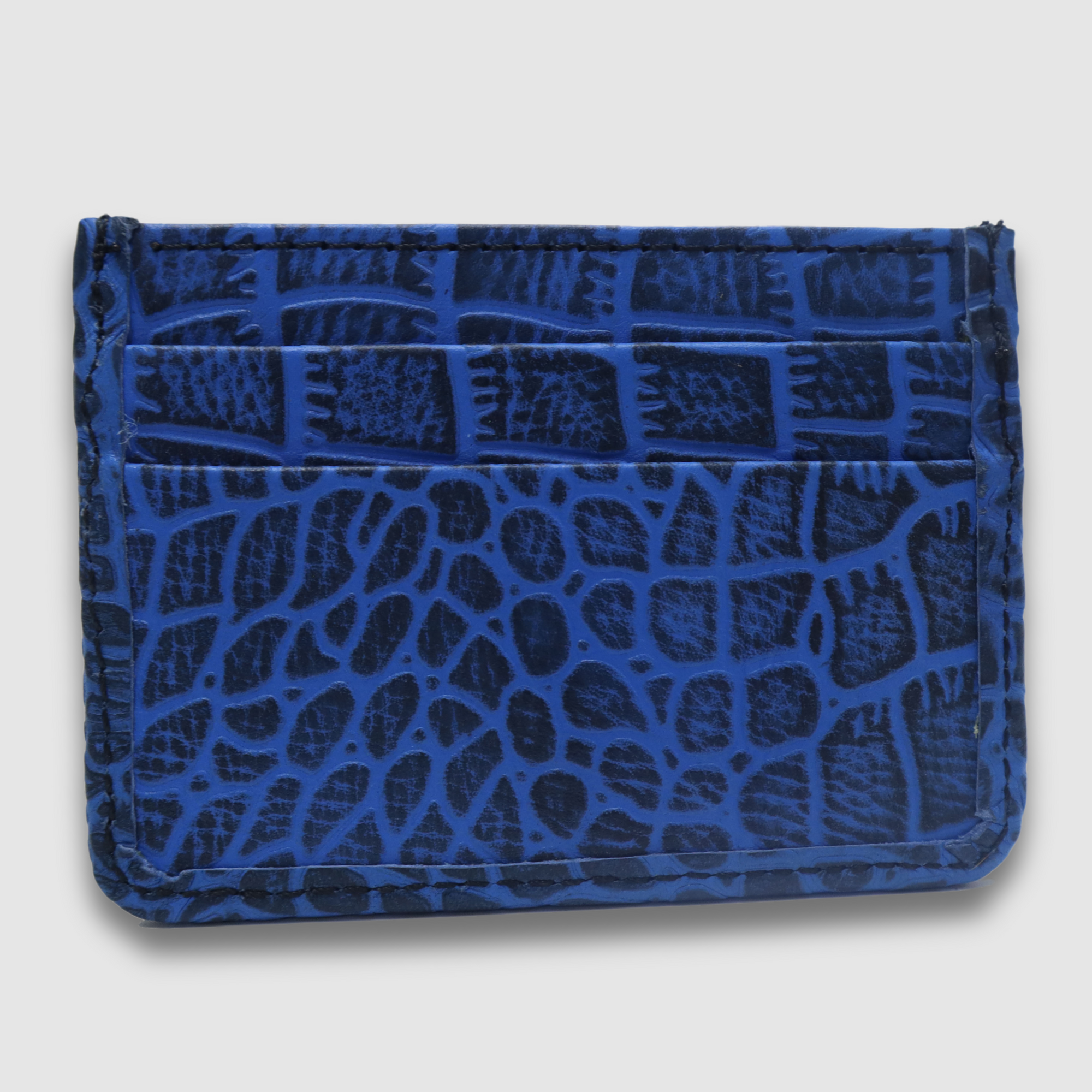 Sky blue with Black Wax Crocodile Card Holder