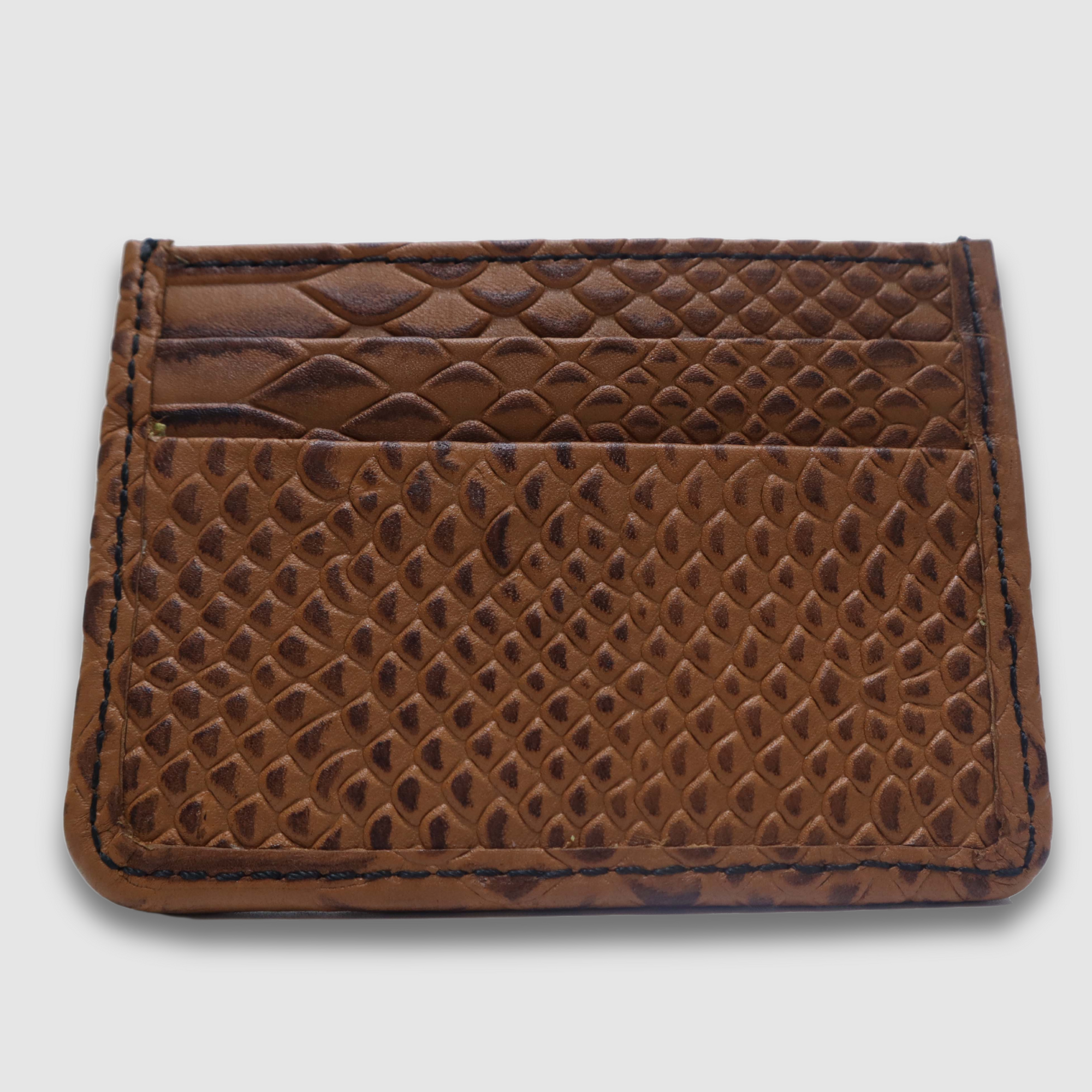 Conic with Black waxed Crocodile Card Holder