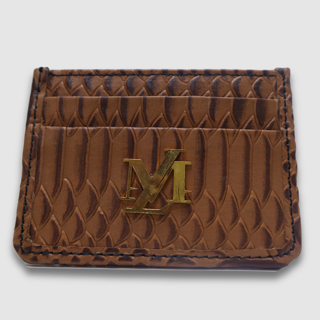 Conic with Black waxed Crocodile Card Holder