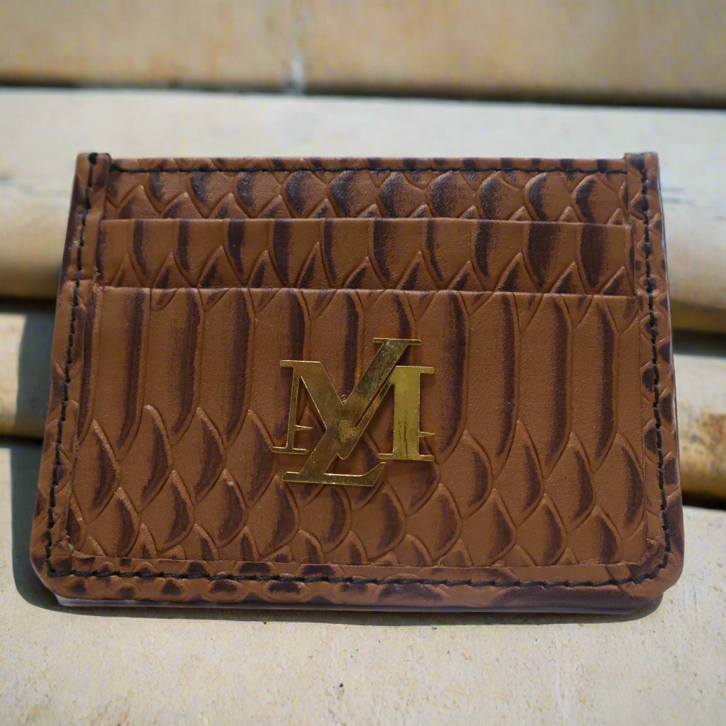 Conic with Black waxed Crocodile Card Holder