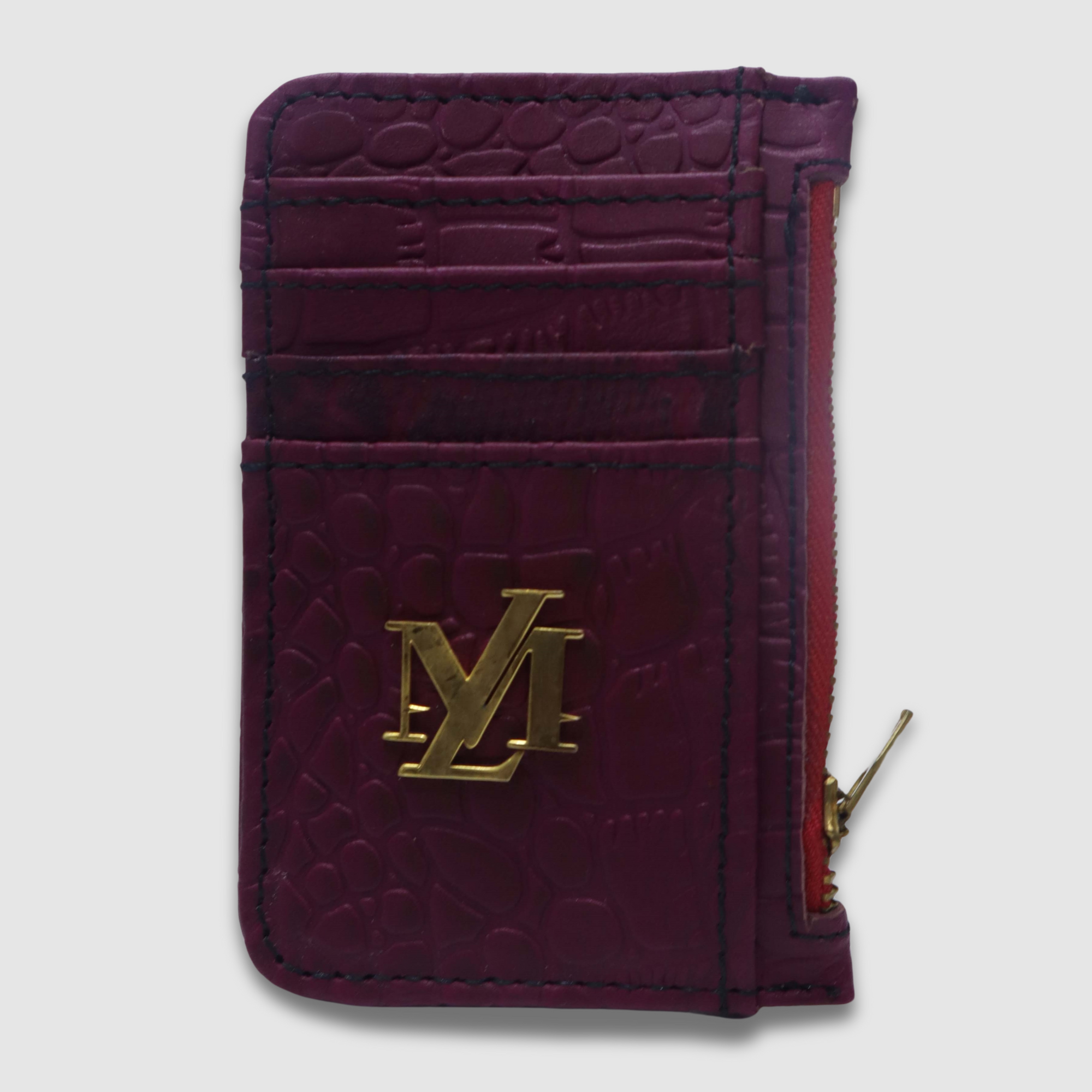 Mehroon Crocodile Card Holder Zipper