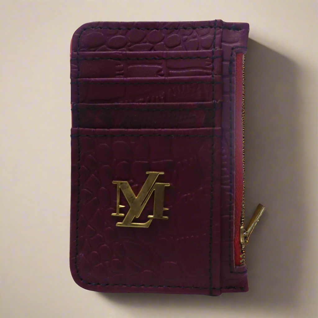 Mehroon Crocodile Card Holder Zipper